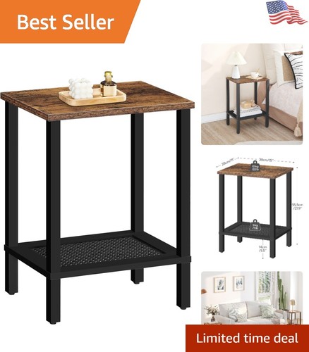 Rustic brown small end table - rustic,
